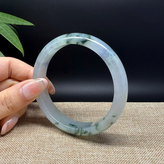 Genuine Burmese Icy Lavender Green Jade Jadeite Bangle Bracelet ( 61.8mm )