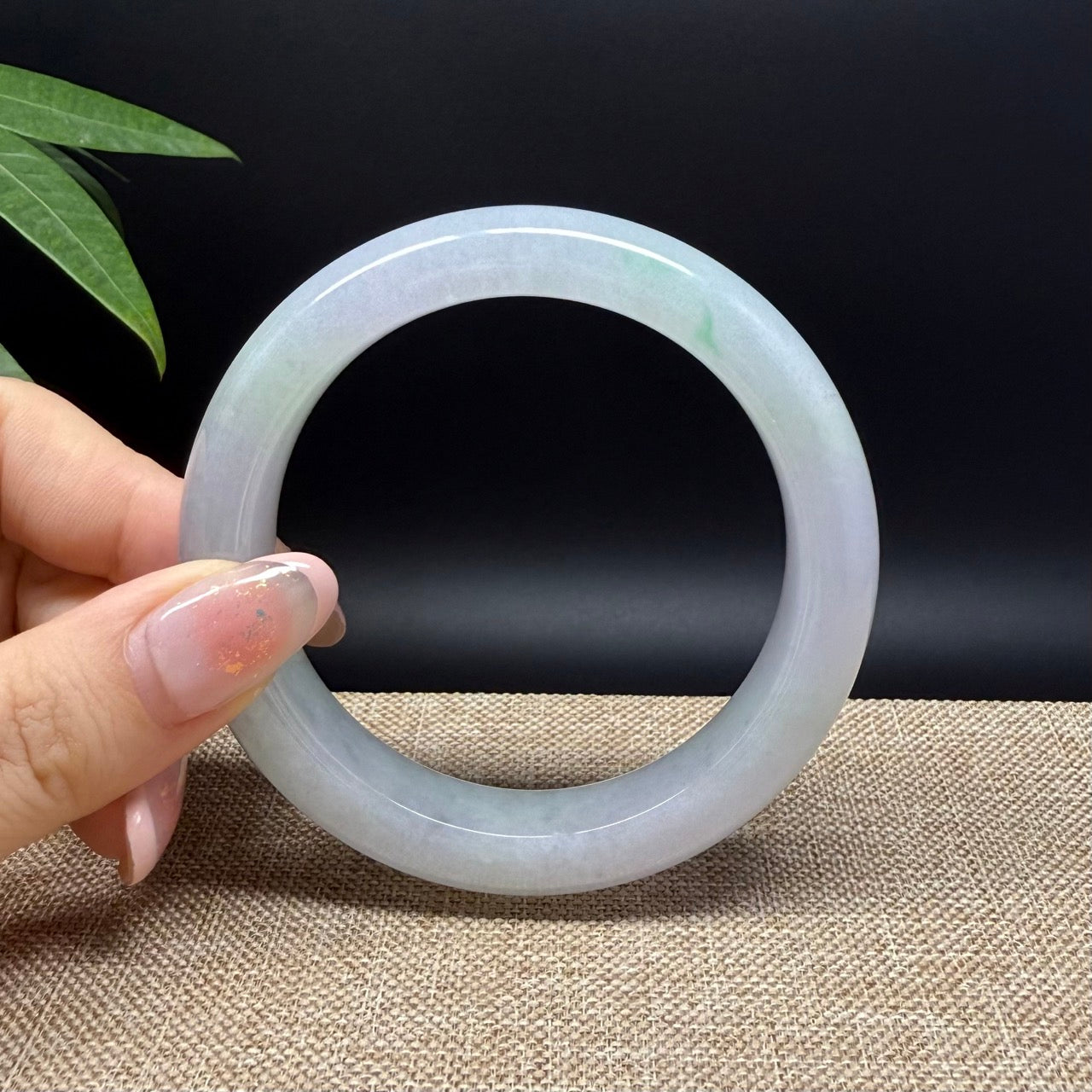 Genuine Burmese Lavender Green Jade Jadeite Bangle Bracelet ( 58mm )