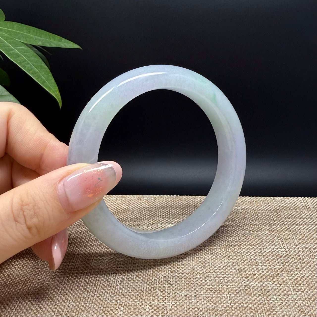 Genuine Burmese Lavender Green Jade Jadeite Bangle Bracelet ( 58mm )