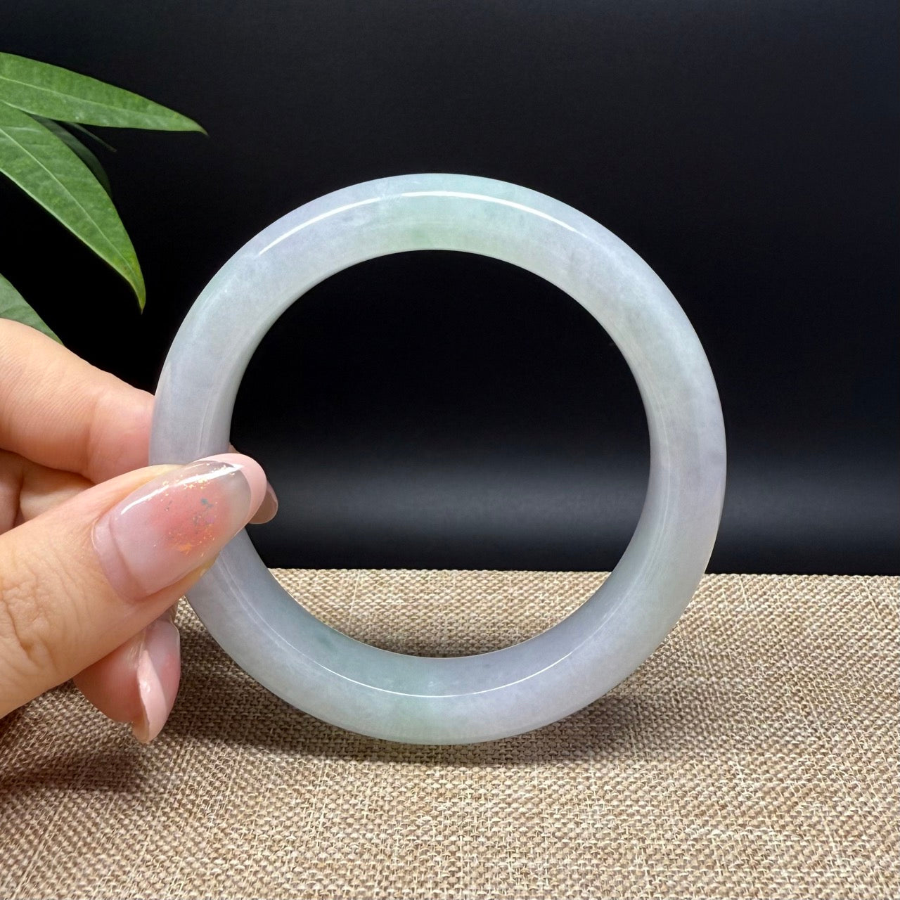 Genuine Burmese Lavender Green Jade Jadeite Bangle Bracelet ( 58mm )