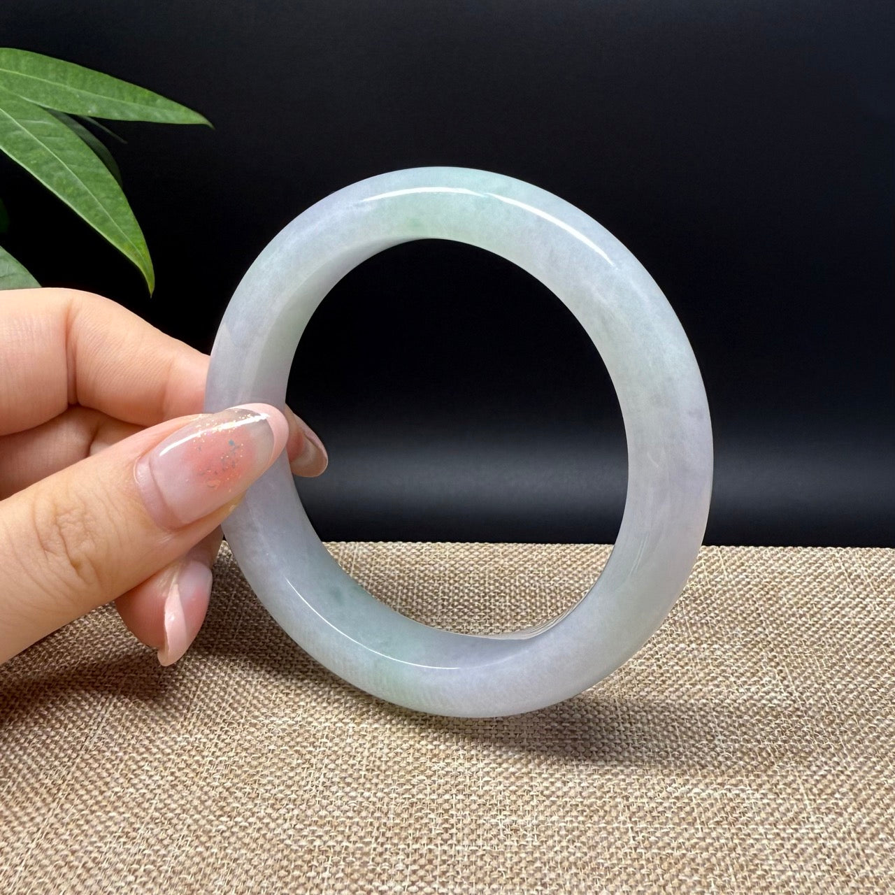 Genuine Burmese Lavender Green Jade Jadeite Bangle Bracelet ( 58mm )