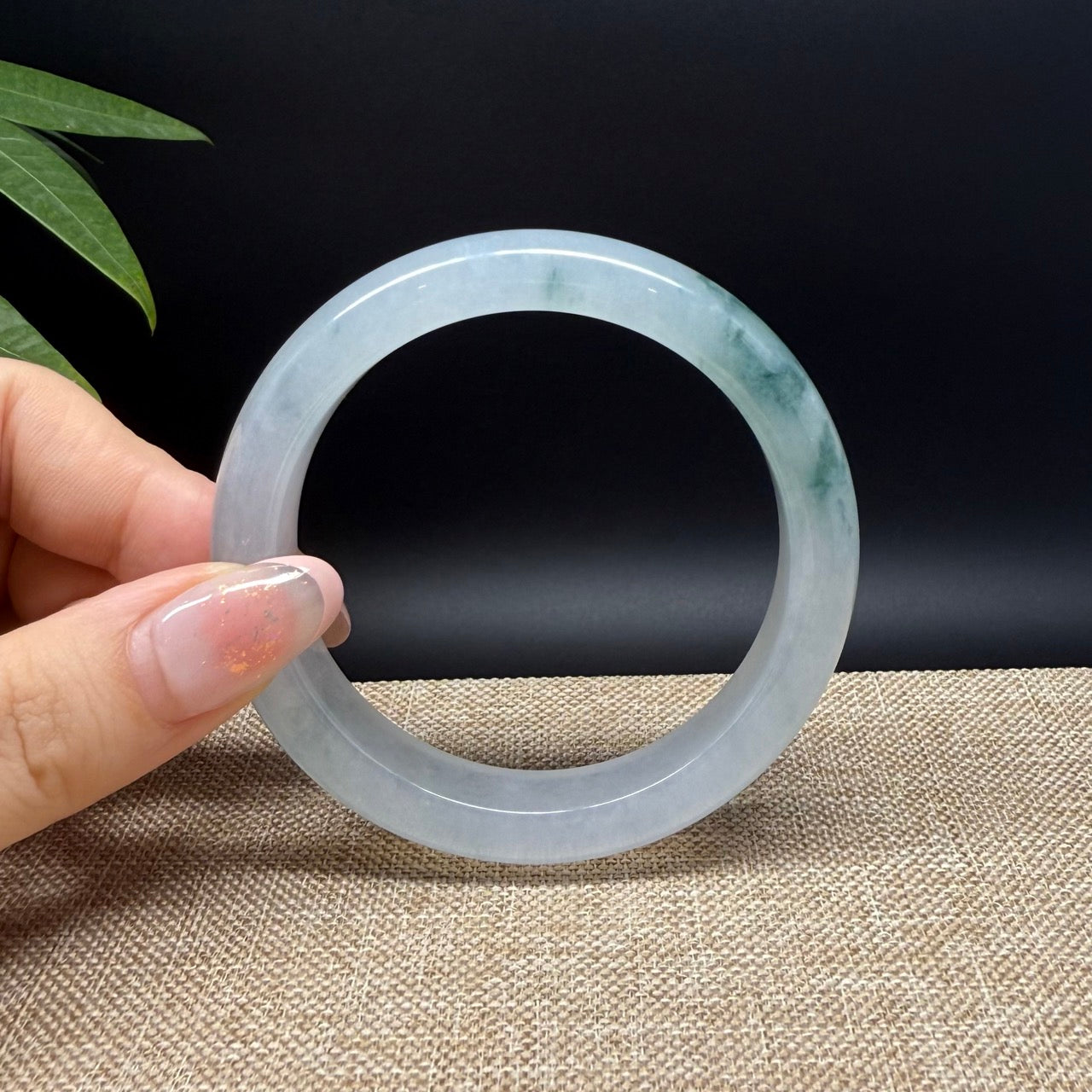 Genuine Burmese Icy Green Jade Jadeite Bangle Bracelet ( 55.7mm )