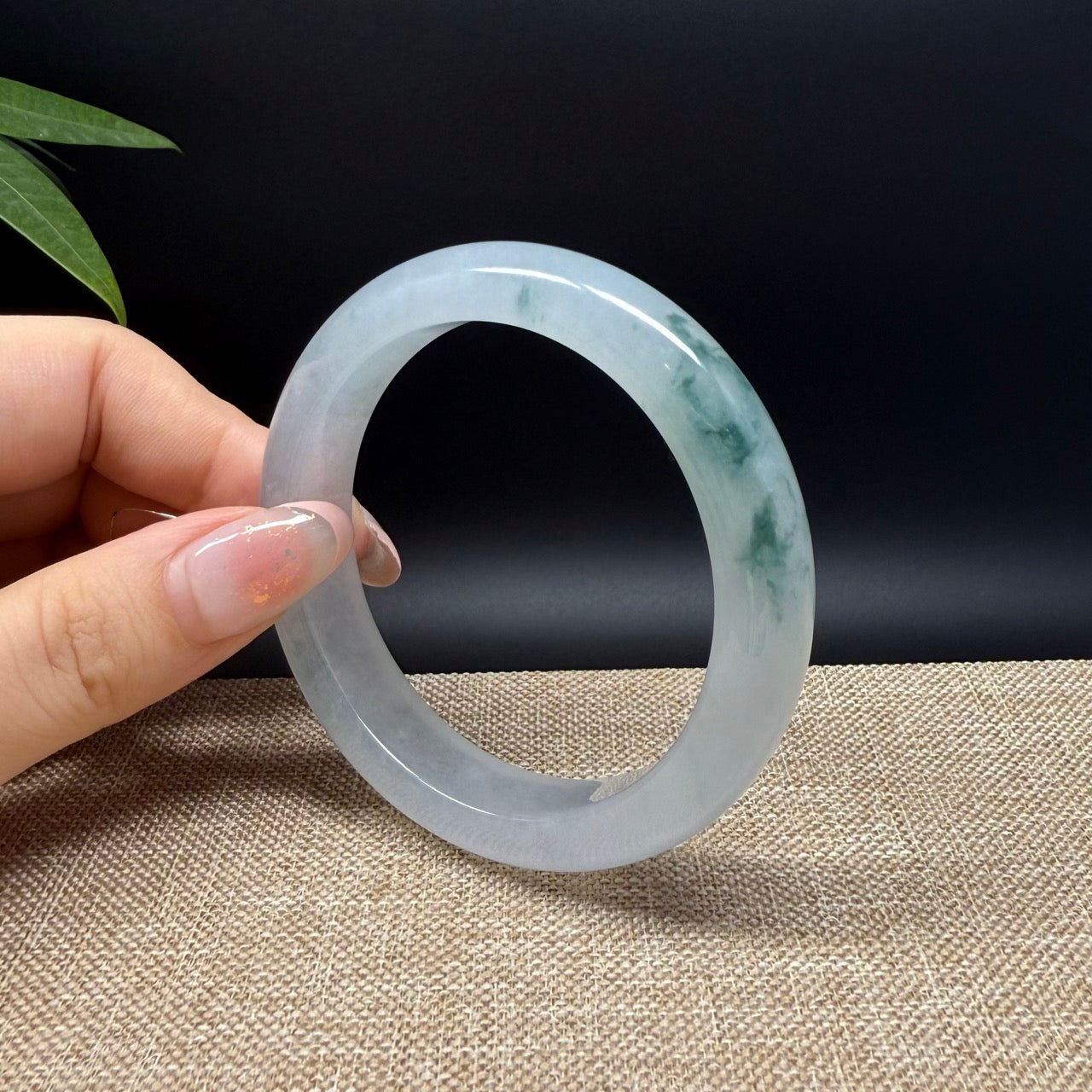 Genuine Burmese Icy Green Jade Jadeite Bangle Bracelet ( 55.7mm )