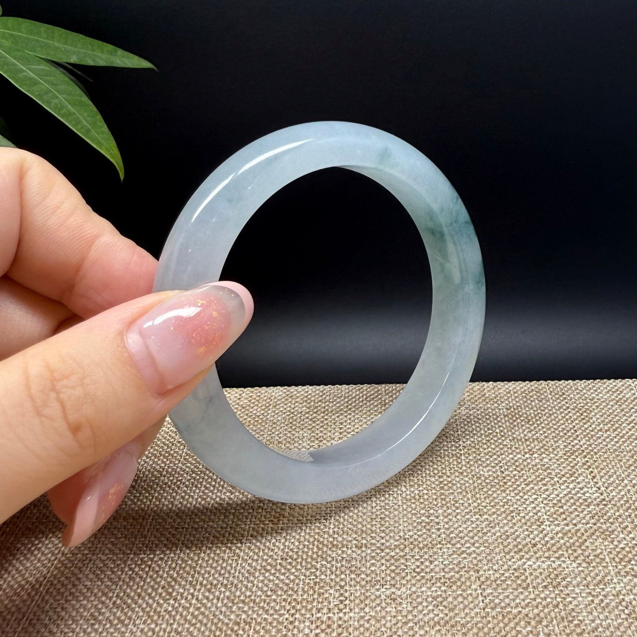 Genuine Burmese Icy Green Jade Jadeite Bangle Bracelet ( 55.7mm )