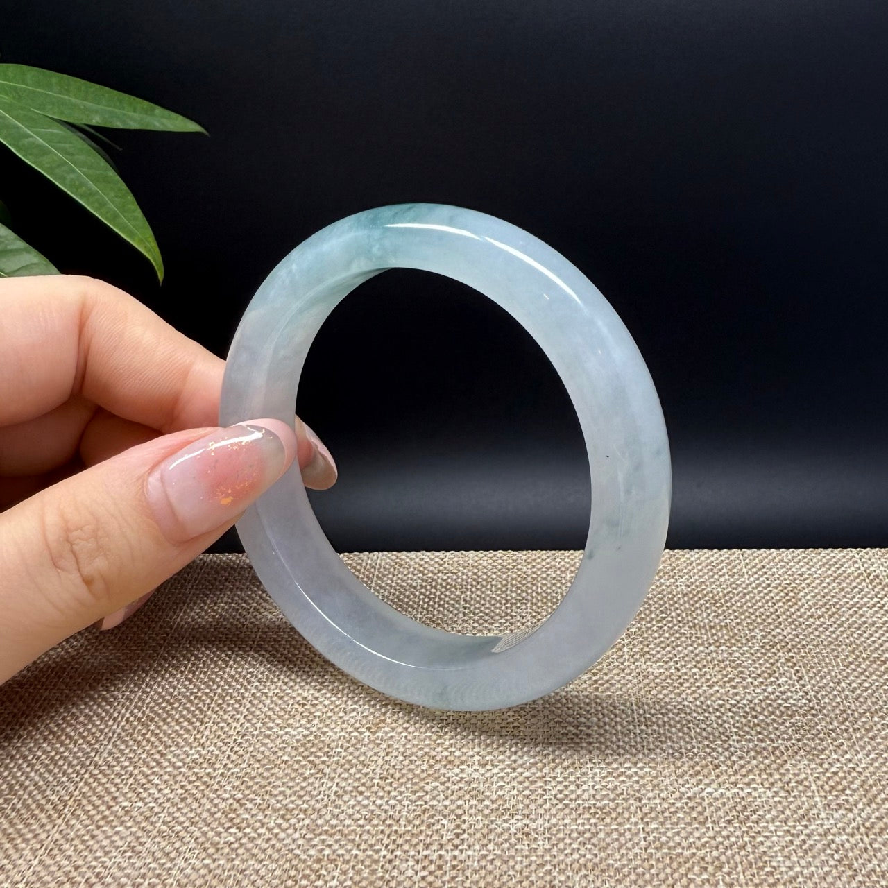 Genuine Burmese Icy Green Jade Jadeite Bangle Bracelet ( 55.7mm )