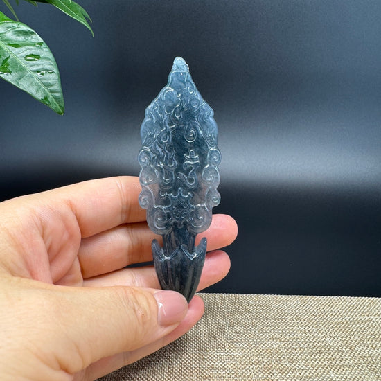 RealJade® Co. High Natural Guatemalan Blue Jadeite Jade pendant | Maya Cuture