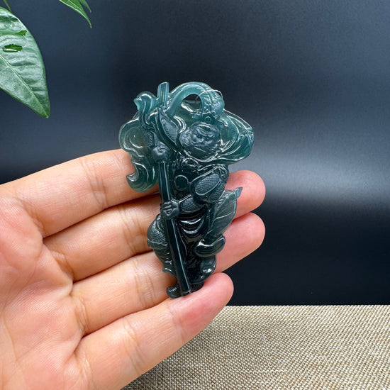 RealJade® Co. High Natural Guatemalan Blue Jadeite Jade Monkey King Pendant