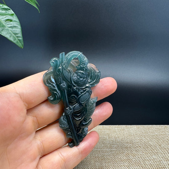 RealJade® Co. High Natural Guatemalan Blue Jadeite Jade Monkey King Pendant