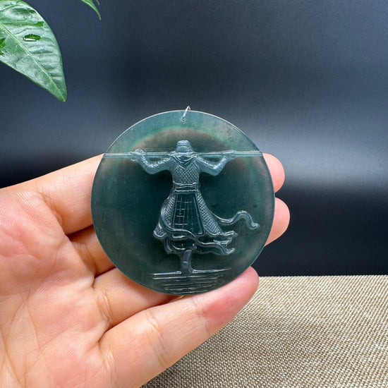 RealJade® Co. High Natural Guatemalan Blue Jadeite Jade The Return of the Monkey Kng Pendant