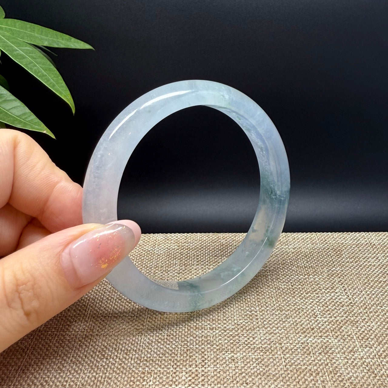 Genuine Burmese Icy Blue Jade Jadeite Bangle Bracelet ( 58.5mm )