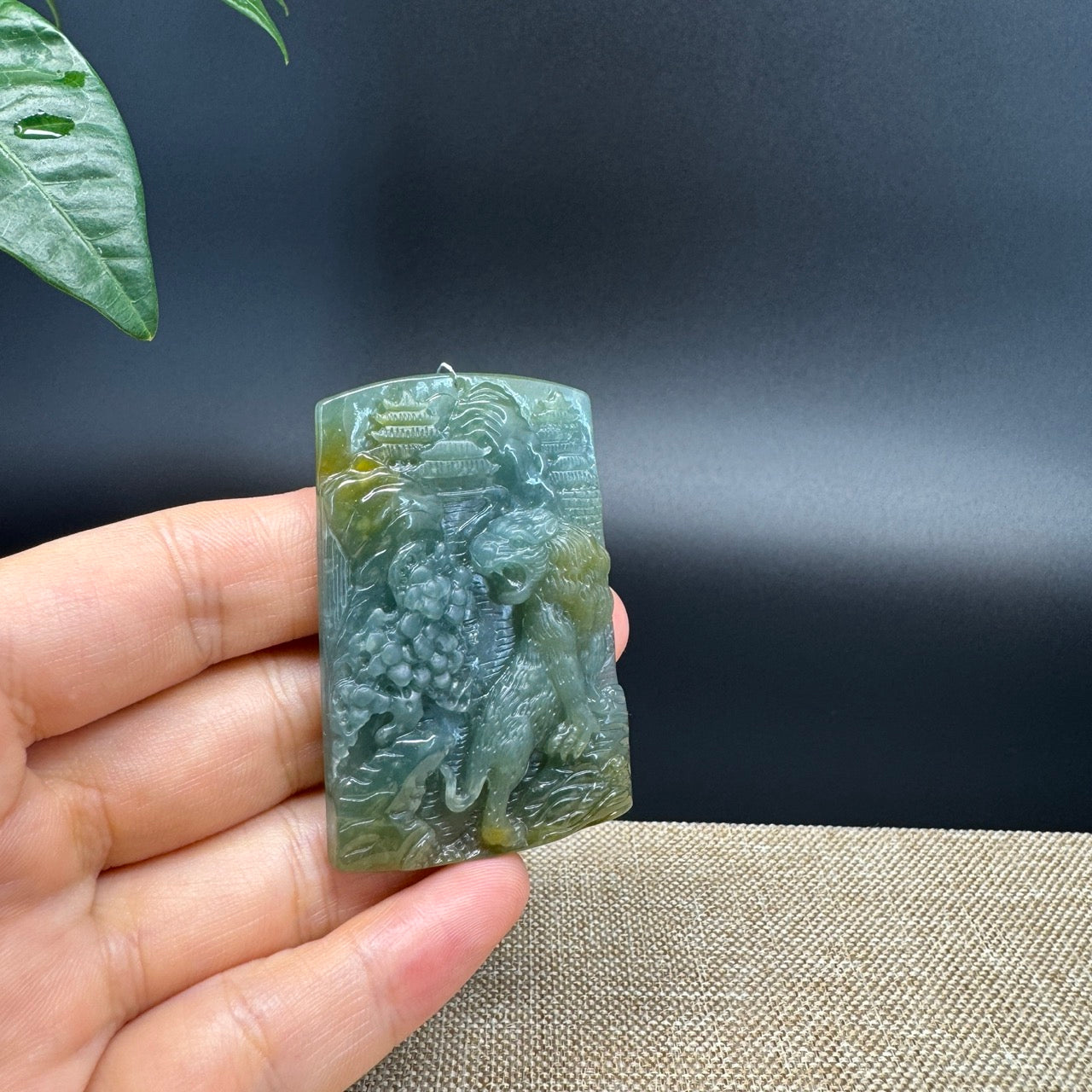 RealJade® Co. High Natural Guatemalan Blue Jadeite Jade Tiger Pendant