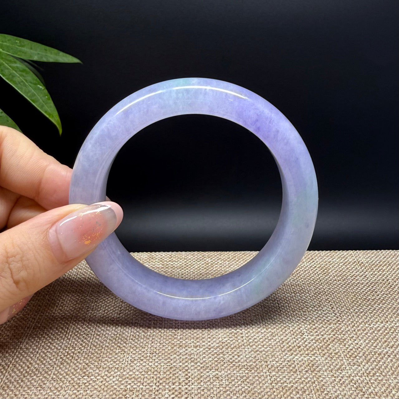 Genuine Burmese Lavender Green Jade Jadeite Bangle Bracelet ( 58mm )