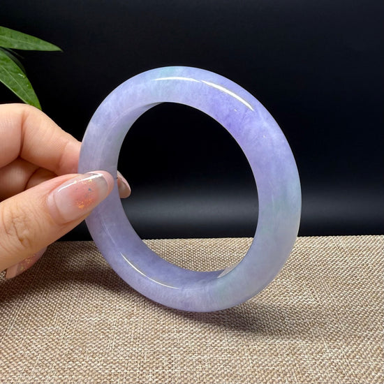 Genuine Burmese Lavender Green Jade Jadeite Bangle Bracelet ( 58mm )