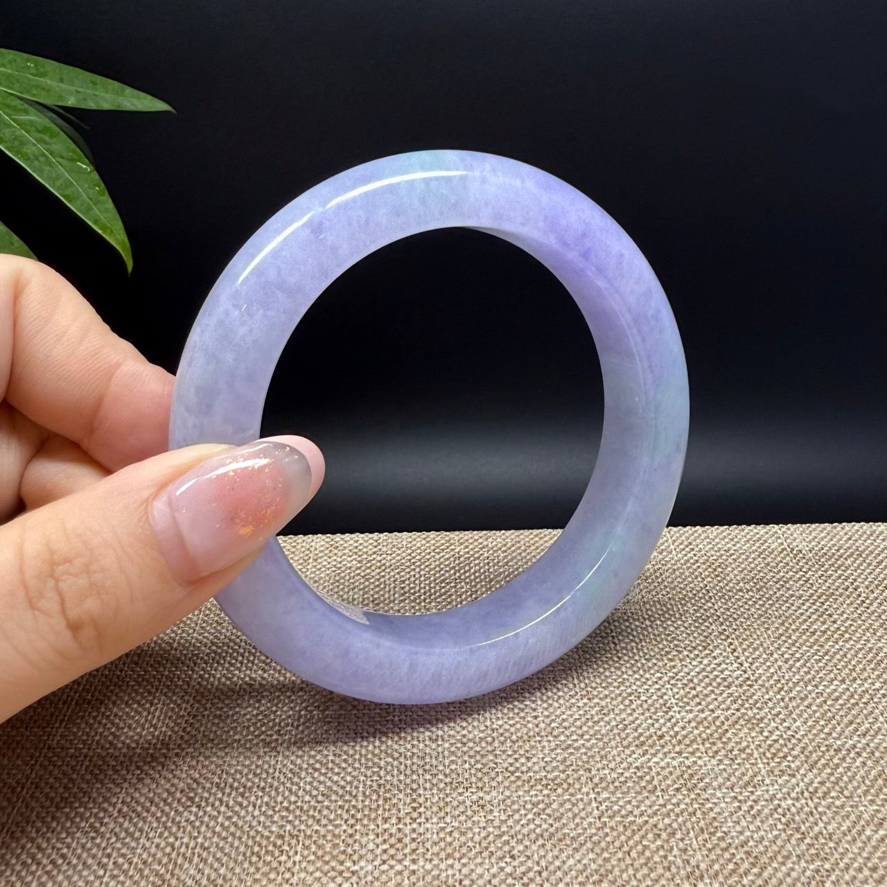 Genuine Burmese Lavender Green Jade Jadeite Bangle Bracelet ( 58mm )