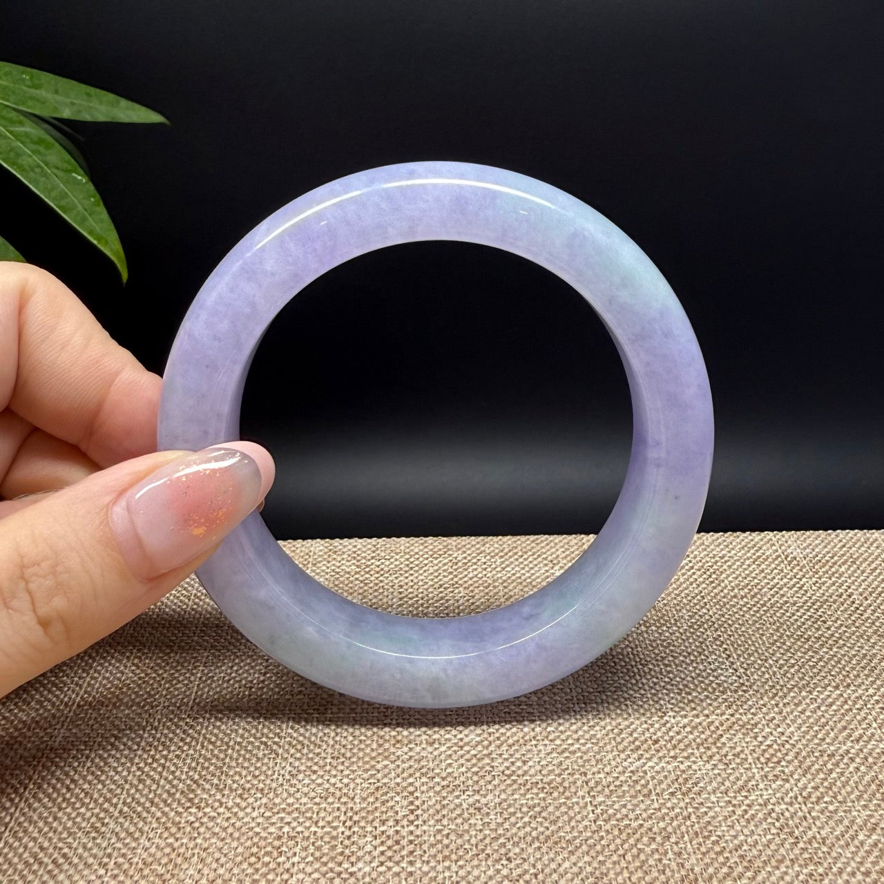 Genuine Burmese Lavender Green Jade Jadeite Bangle Bracelet ( 58mm )