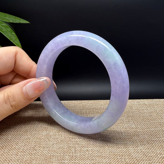 Genuine Burmese Lavender Green Jade Jadeite Bangle Bracelet ( 58mm )