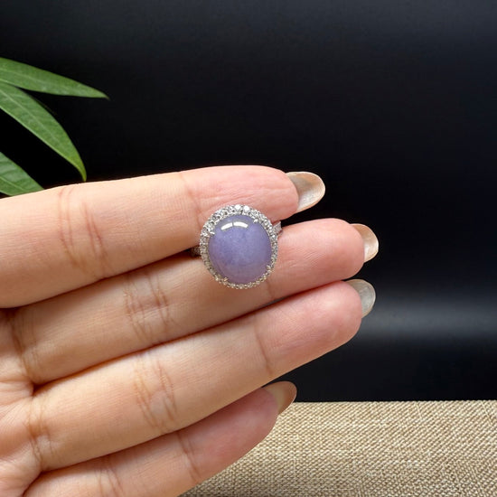 RealJade® "Signature Signet" 18K White Gold Lavender Jadeite Jade Classic Ring