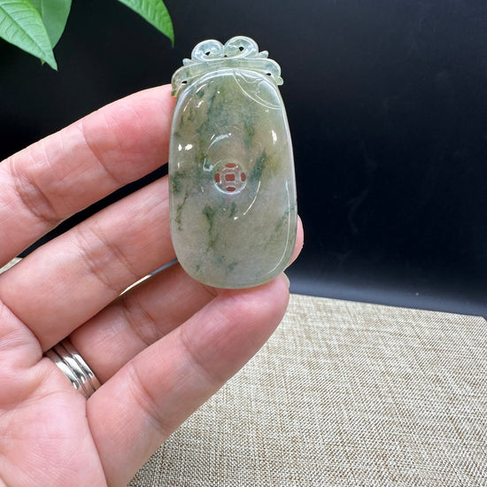 Natural Light Jadeite Jade Fu Bei Pendant Necklace