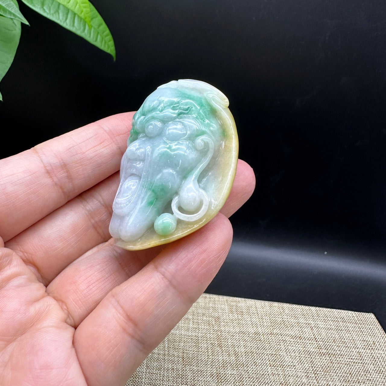 RealJade® Co. Genuine Jadeite Jade ( Luo Han)  Arhat Pendant Necklace