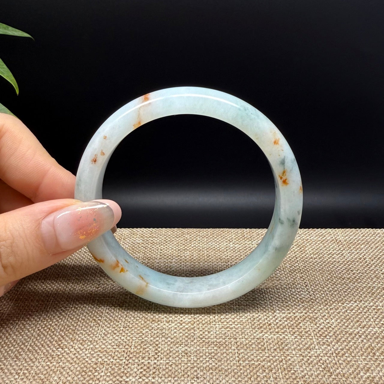 Genuine Burmese Red Green Jade Jadeite Bangle Bracelet ( 55.5mm )