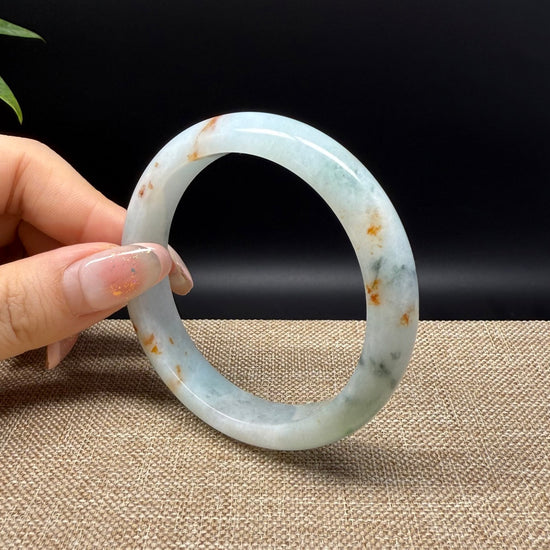 Genuine Burmese Red Green Jade Jadeite Bangle Bracelet ( 55.5mm )