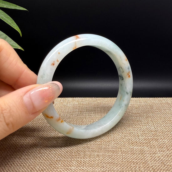 Genuine Burmese Red Green Jade Jadeite Bangle Bracelet ( 55.5mm )