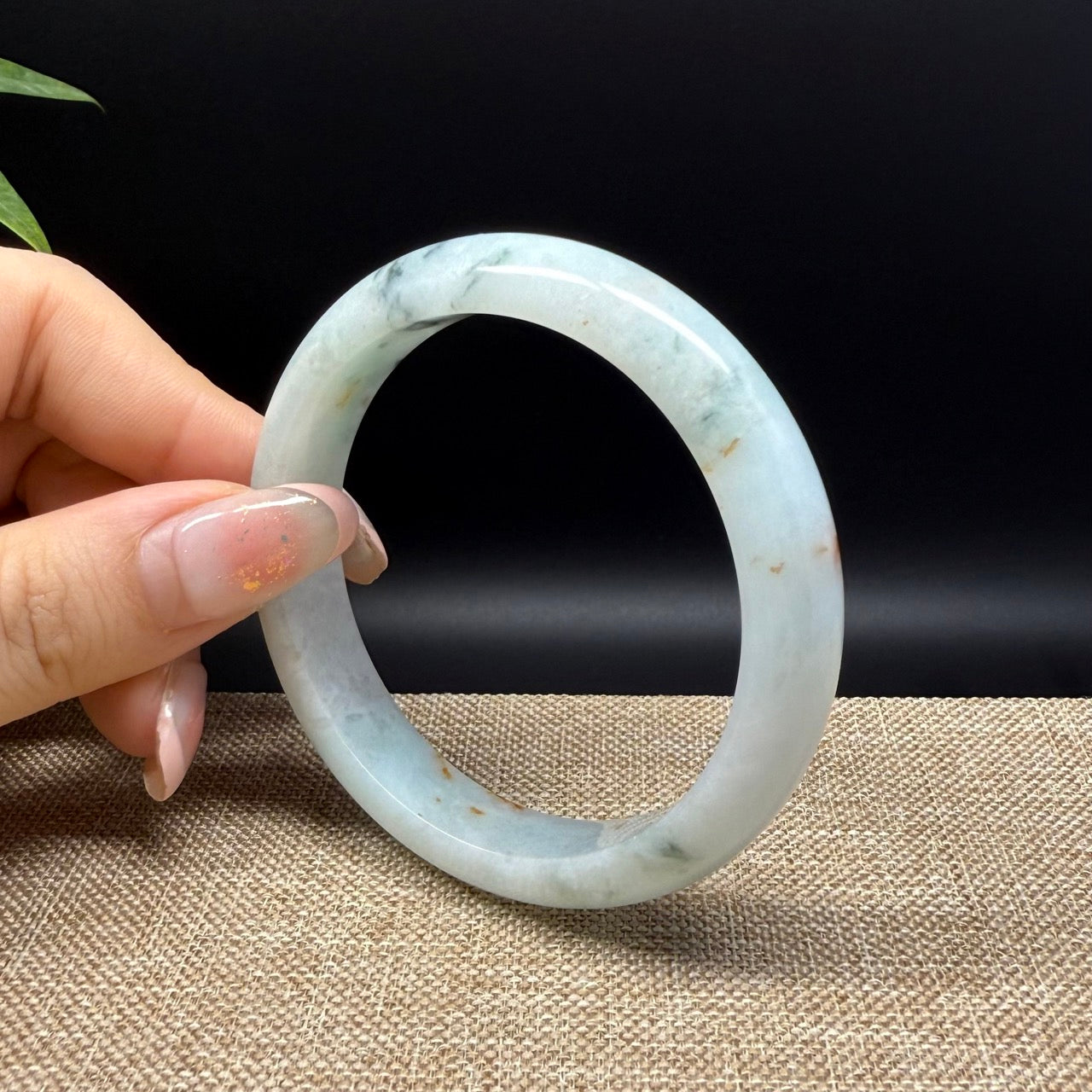 Genuine Burmese Red Green Jade Jadeite Bangle Bracelet ( 55.5mm )