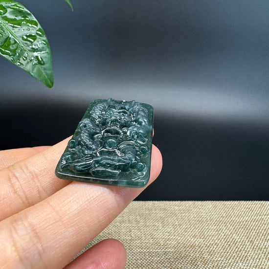 RealJade® Co. High Natural Guatemalan Blue Jadeite Jade Dragon Pendant