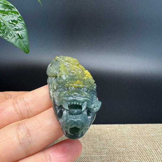 RealJade® Co. High Natural Guatemalan Blue Jadeite Jade Dragon Pendant