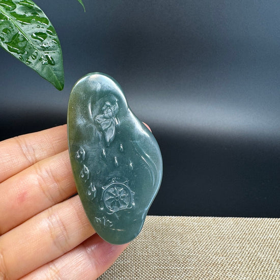 RealJade® Co. High Natural Guatemalan Blue Jadeite Jade GuanYin Pendant