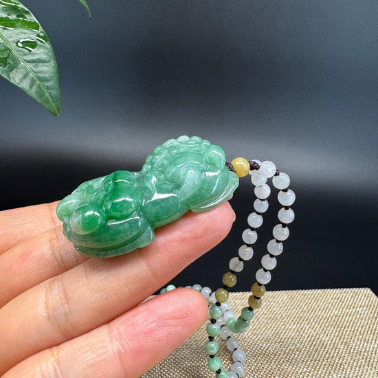 RealJade® Co. Pi Xiu Genuine Burmese Jadeite Jade PiXiu Pendant Necklace (FengShui Lucky)