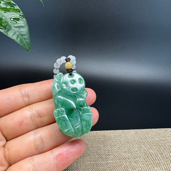 RealJade® Co. Pi Xiu Genuine Burmese Jadeite Jade PiXiu Pendant Necklace (FengShui Lucky)