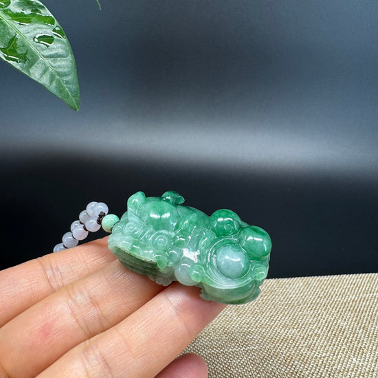 RealJade® Co. Pi Xiu Genuine Burmese Jadeite Jade PiXiu Pendant Necklace (FengShui Lucky)