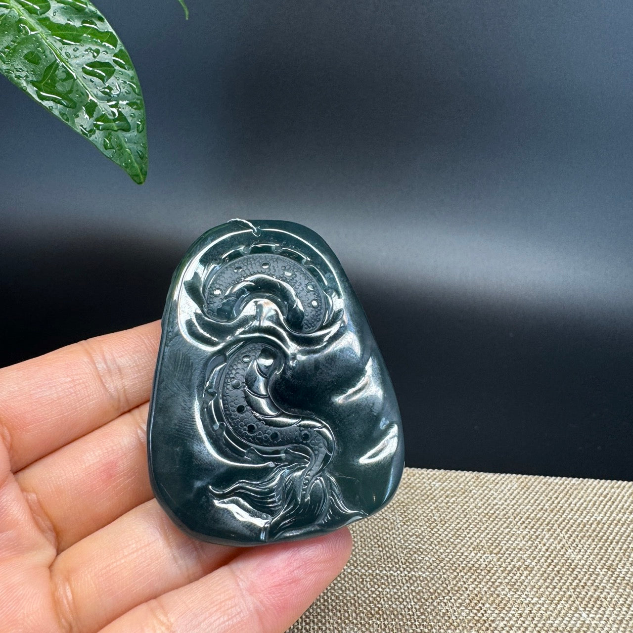 RealJade® Co. High Natural Guatemalan Blue Jadeite Jade Dragon Pendant