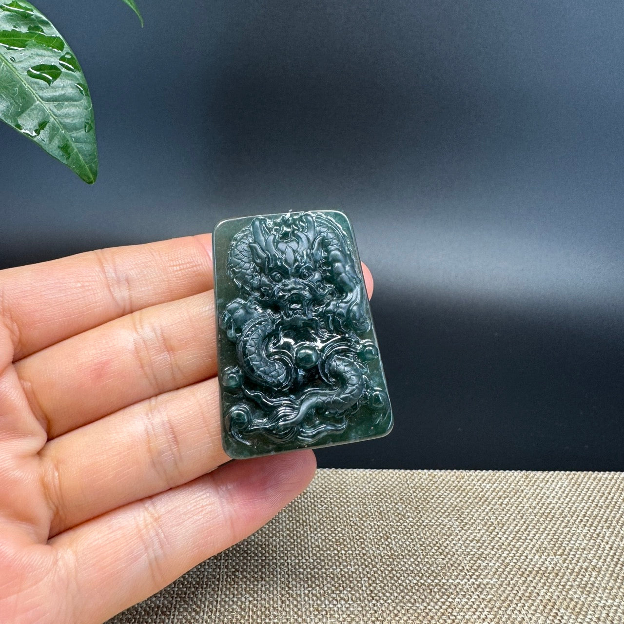 RealJade® Co. High Natural Guatemalan Blue Jadeite Jade Dragon Pendant