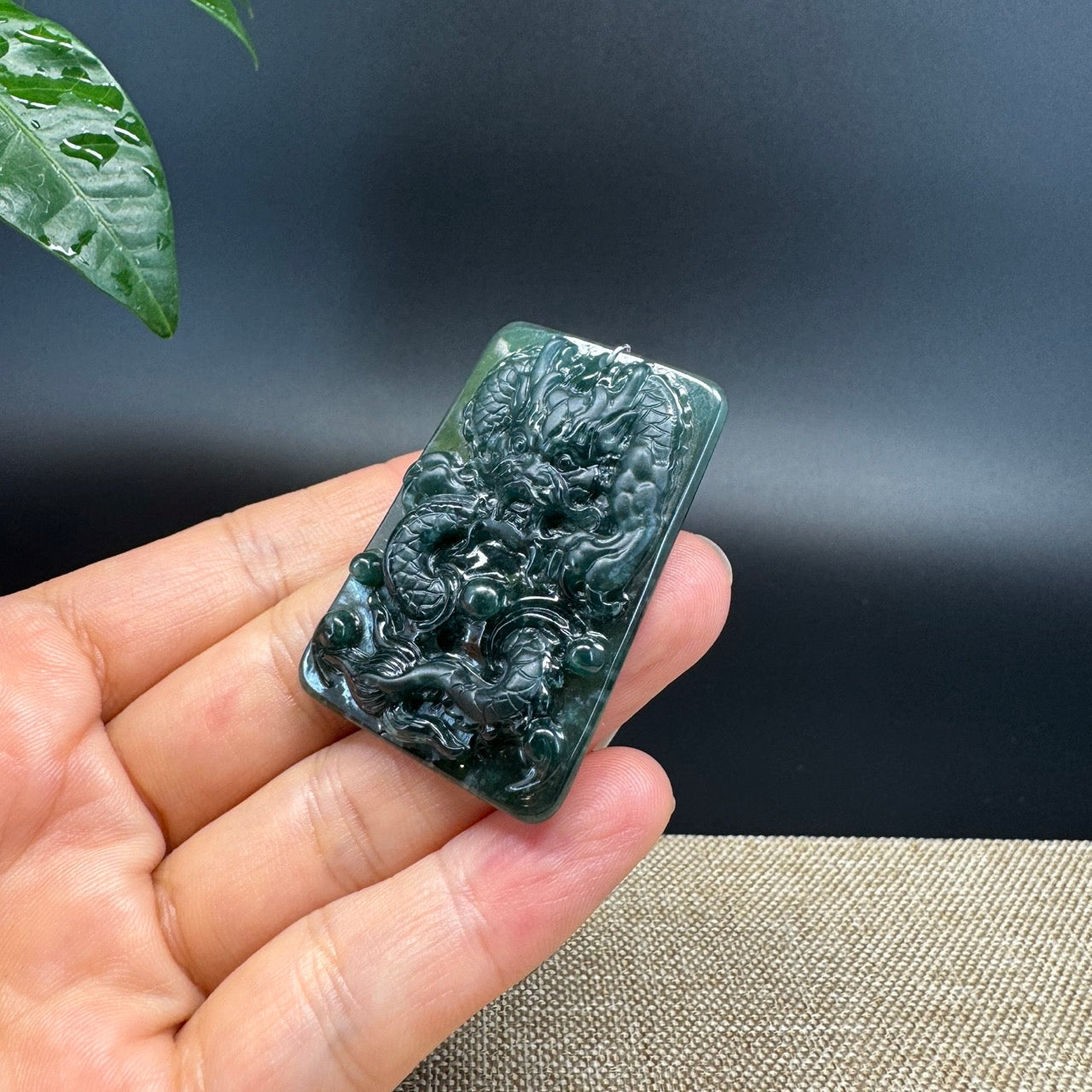 RealJade® Co. High Natural Guatemalan Blue Jadeite Jade Dragon Pendant