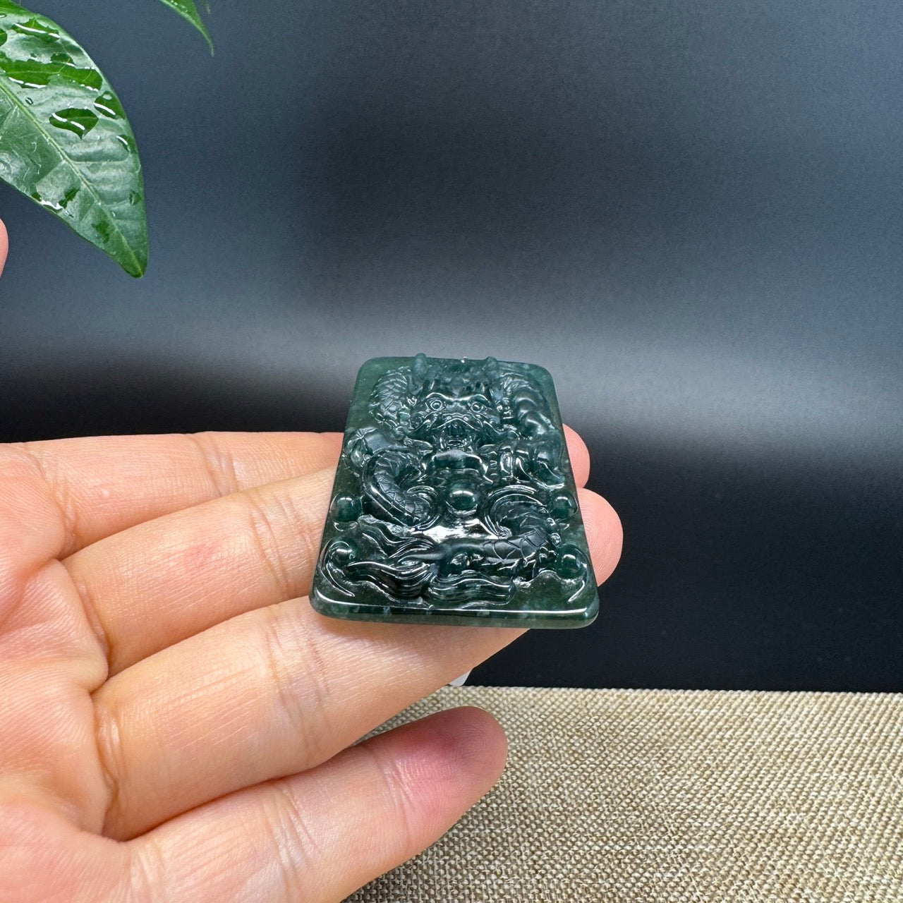 RealJade® Co. High Natural Guatemalan Blue Jadeite Jade Dragon Pendant