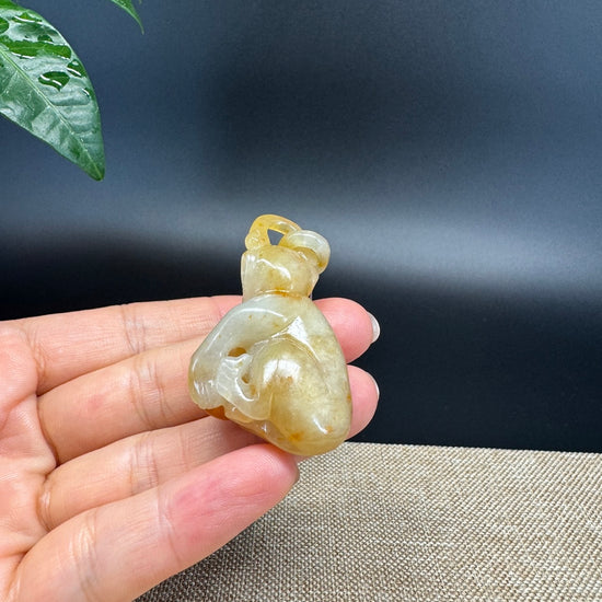 RealJade® Co. High Yellow Jadeite Jade Monkey Pendant