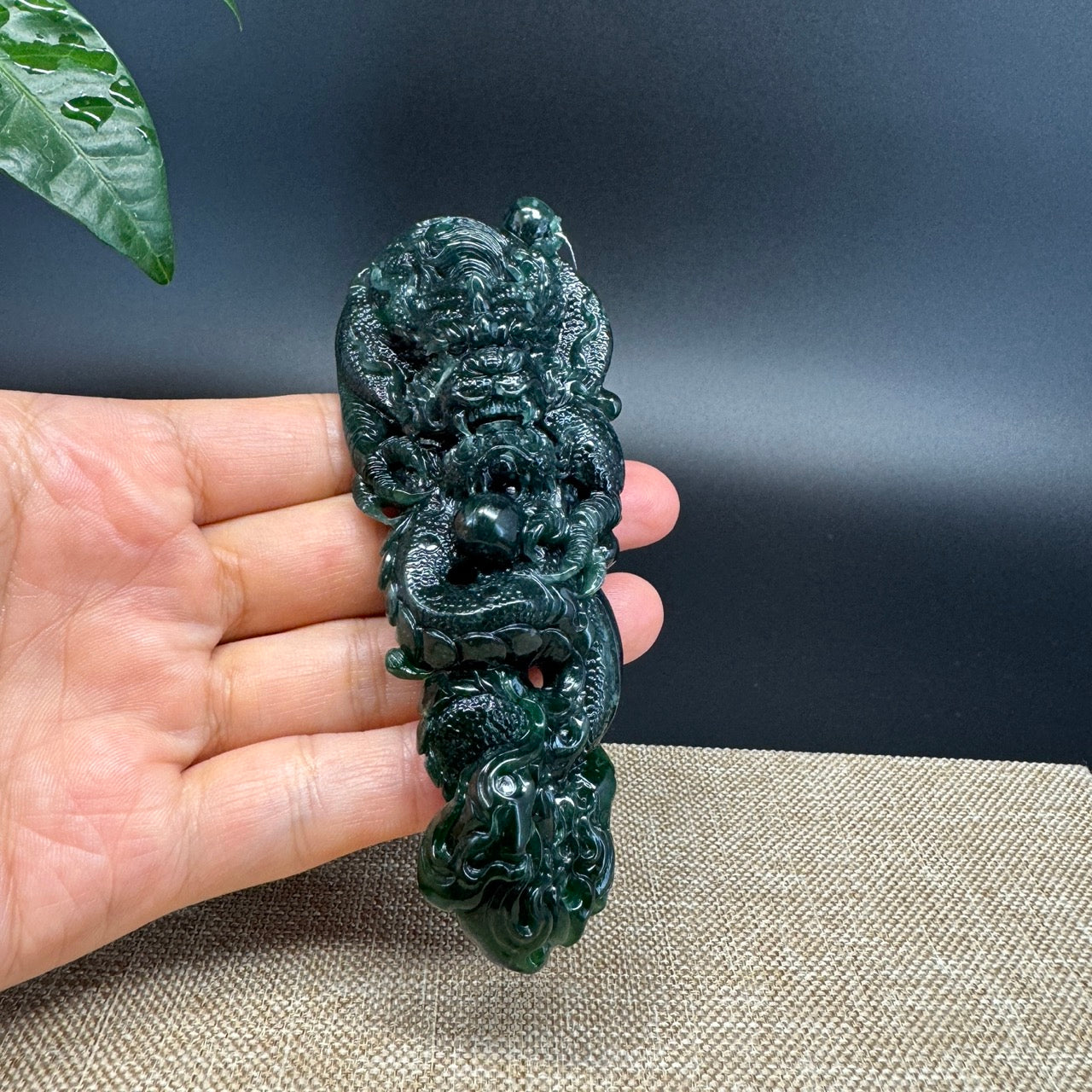 RealJade® Co. High Natural Guatemalan Blue Jadeite Jade Dragon Pendant