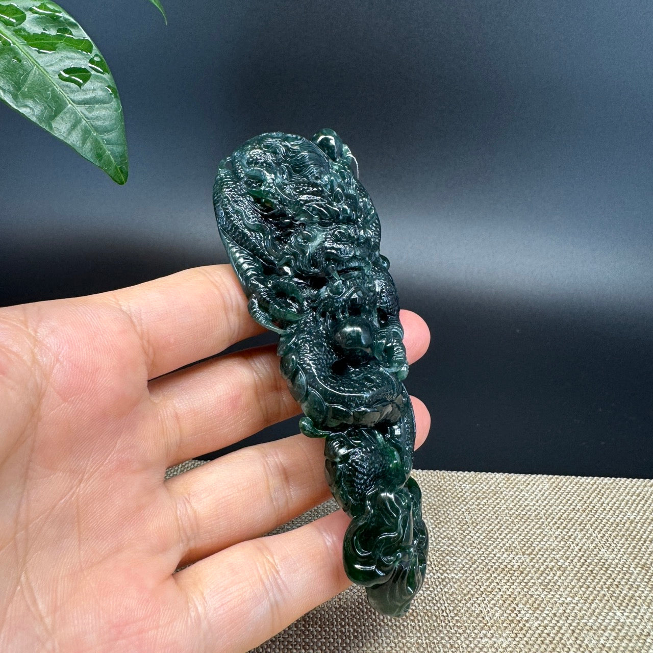 RealJade® Co. High Natural Guatemalan Blue Jadeite Jade Dragon Pendant