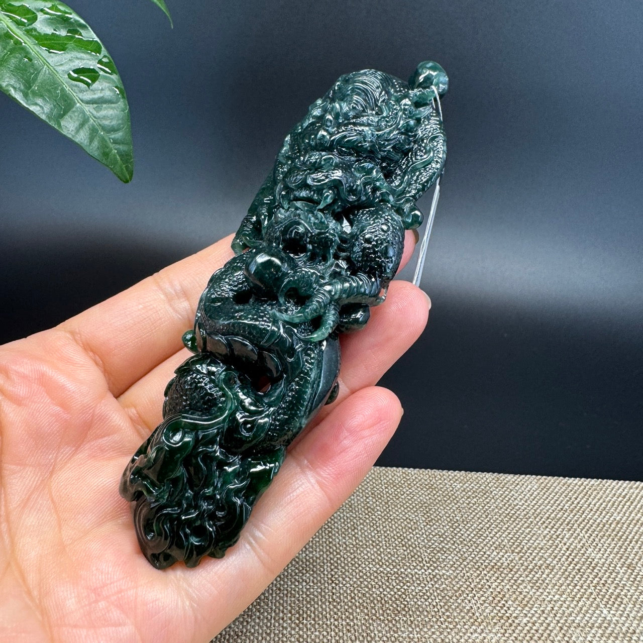 RealJade® Co. High Natural Guatemalan Blue Jadeite Jade Dragon Pendant