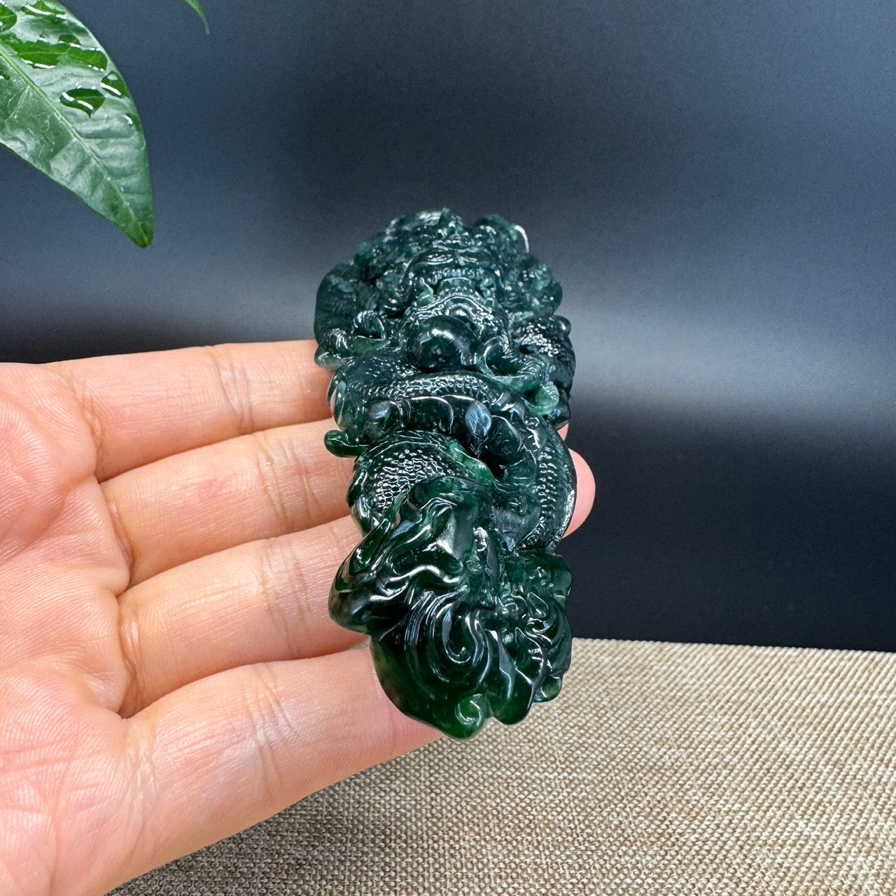 RealJade® Co. High Natural Guatemalan Blue Jadeite Jade Dragon Pendant