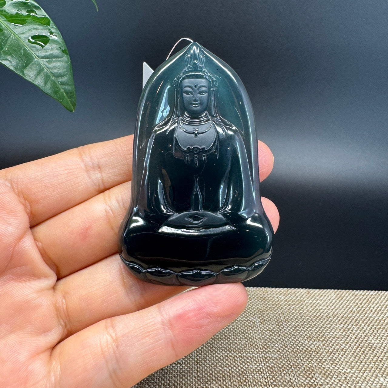 RealJade® Co. High Natural Guatemalan Blue Jadeite Jade GuanYin Pendant