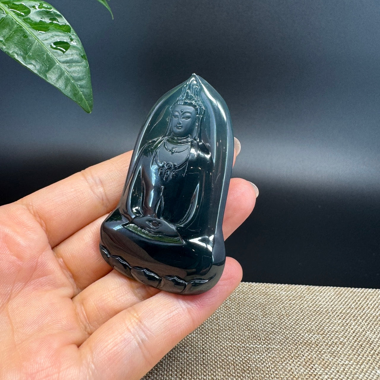 RealJade® Co. High Natural Guatemalan Blue Jadeite Jade GuanYin Pendant