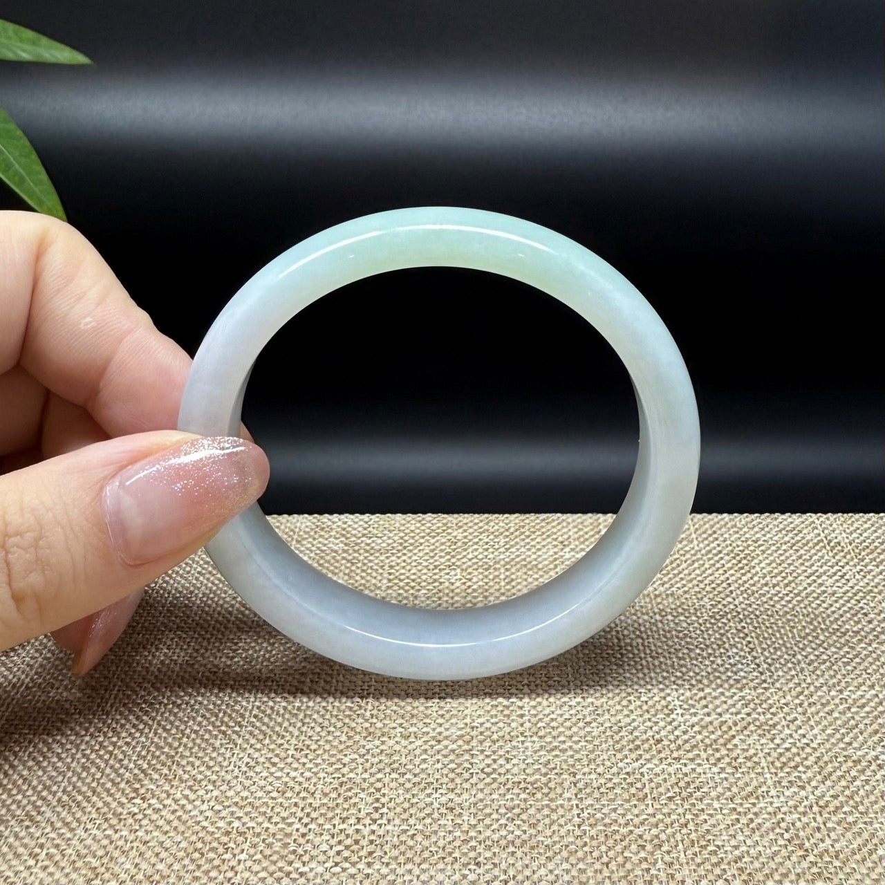 Genuine Burmese Lavender Green Jade Jadeite Bangle Bracelet ( 54.2*49.7mm )