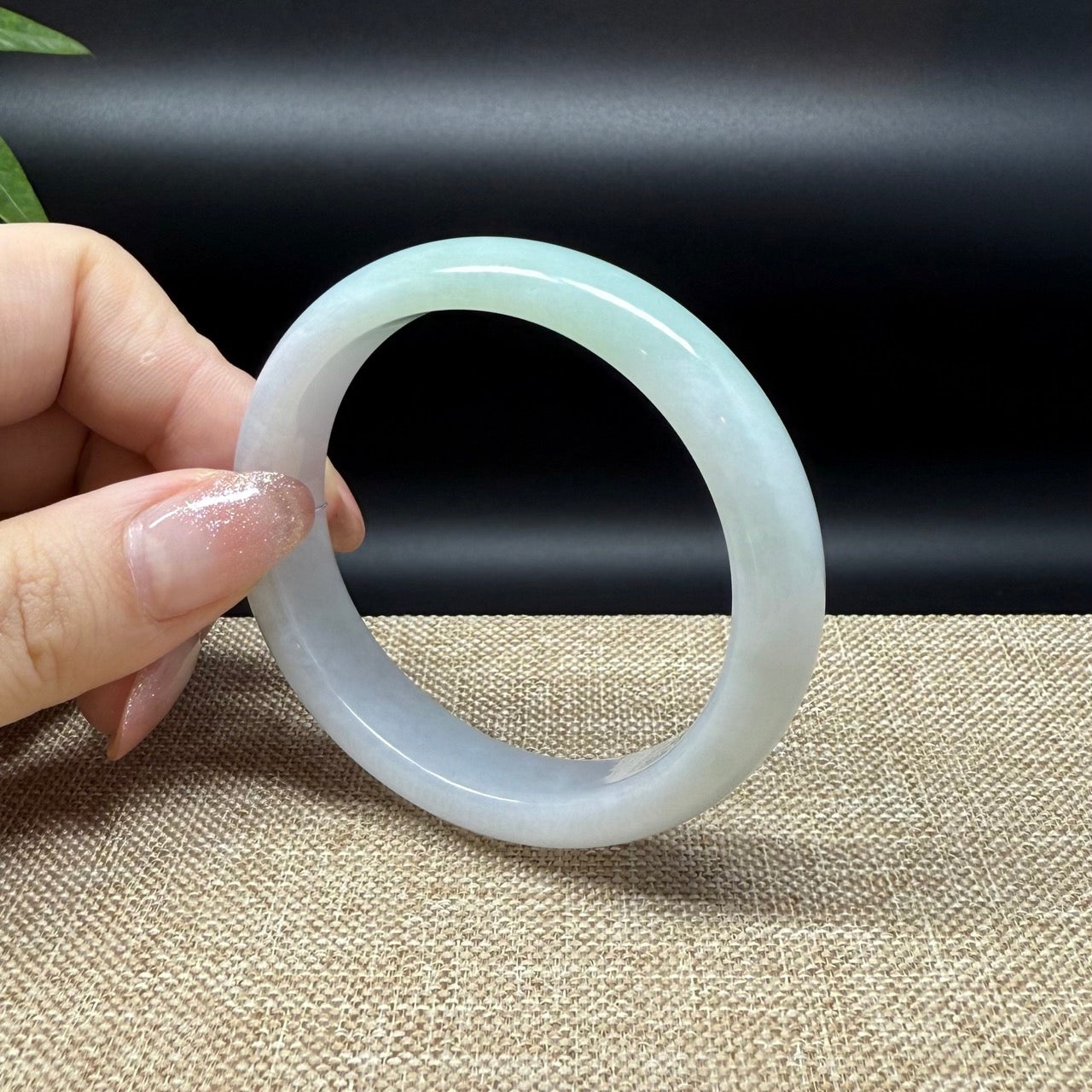 Genuine Burmese Lavender Green Jade Jadeite Bangle Bracelet ( 54.2*49.7mm )