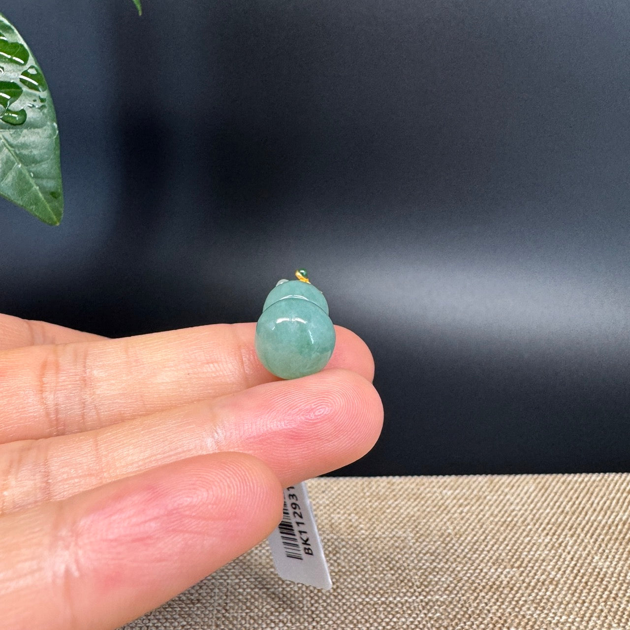 RealJade® Co. Genuine Green Jadeite Jade Good Luck Hulu Bottle Gourd Necklace With 18K Yellow Gold Bail