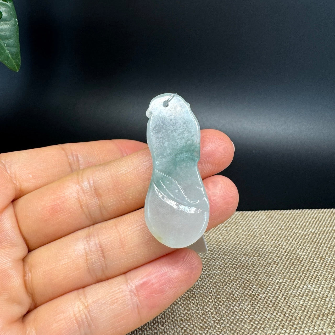 RealJade® Co.  Genuine Burmese Jadeite Jade Icy Blue Shou Tao Pendant Necklace