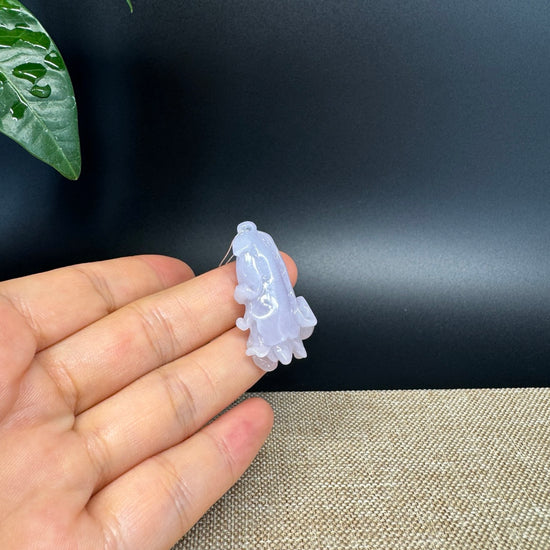 RealJade® Co.  Genuine Burmese Jadeite Jade Lavender Cabbage Pendant Necklace