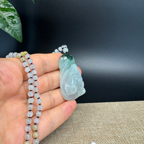 RealJade® Co.  Genuine Burmese Jadeite Jade Icy Green Happy Buddha Pendant Necklace